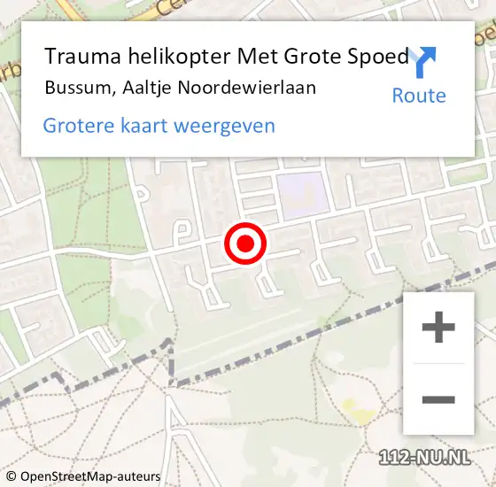 Locatie op kaart van de 112 melding: Trauma helikopter Met Grote Spoed Naar Bussum, Aaltje Noordewierlaan op 16 november 2022 13:15