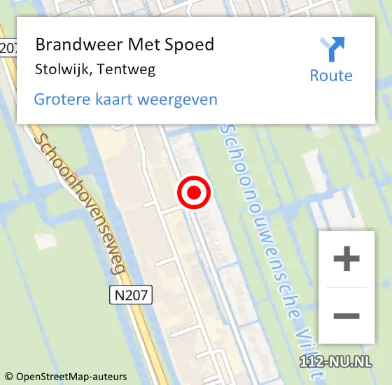 Locatie op kaart van de 112 melding: Brandweer Met Spoed Naar Stolwijk, Tentweg op 16 november 2022 13:33