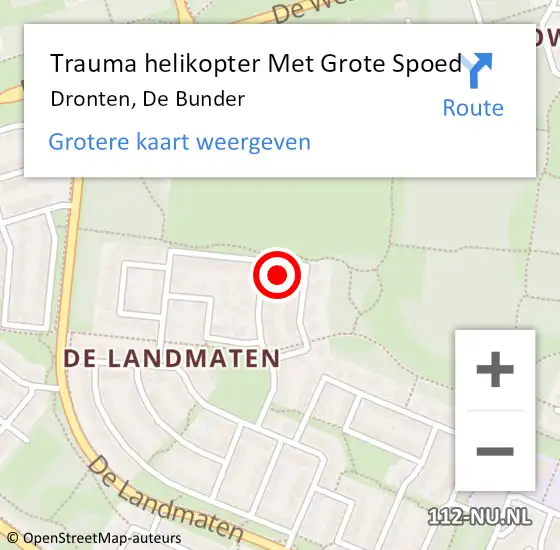 Locatie op kaart van de 112 melding: Trauma helikopter Met Grote Spoed Naar Dronten, De Bunder op 16 november 2022 13:40