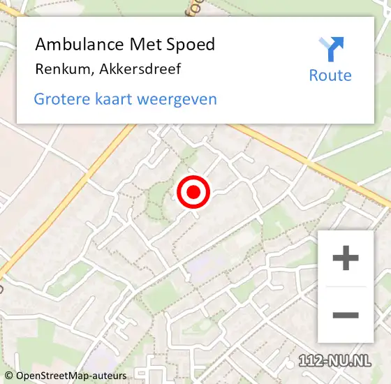 Locatie op kaart van de 112 melding: Ambulance Met Spoed Naar Renkum, Akkersdreef op 16 november 2022 13:57