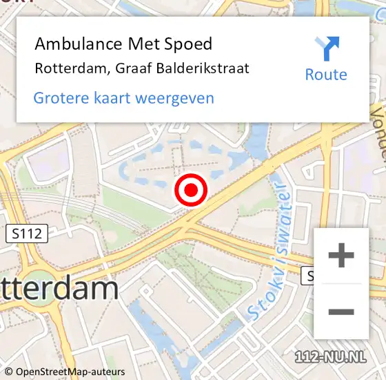 Locatie op kaart van de 112 melding: Ambulance Met Spoed Naar Rotterdam, Graaf Balderikstraat op 16 november 2022 14:06