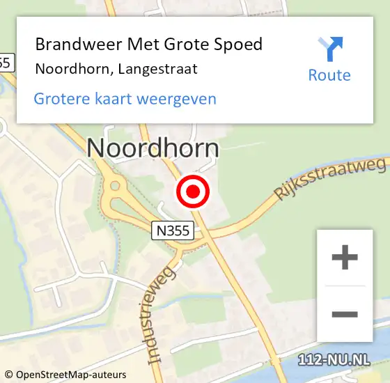 Locatie op kaart van de 112 melding: Brandweer Met Grote Spoed Naar Noordhorn, Langestraat op 16 november 2022 14:14
