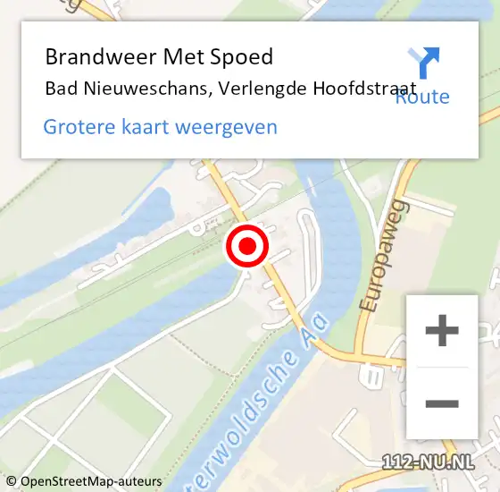 Locatie op kaart van de 112 melding: Brandweer Met Spoed Naar Bad Nieuweschans, Verlengde Hoofdstraat op 5 augustus 2014 09:07
