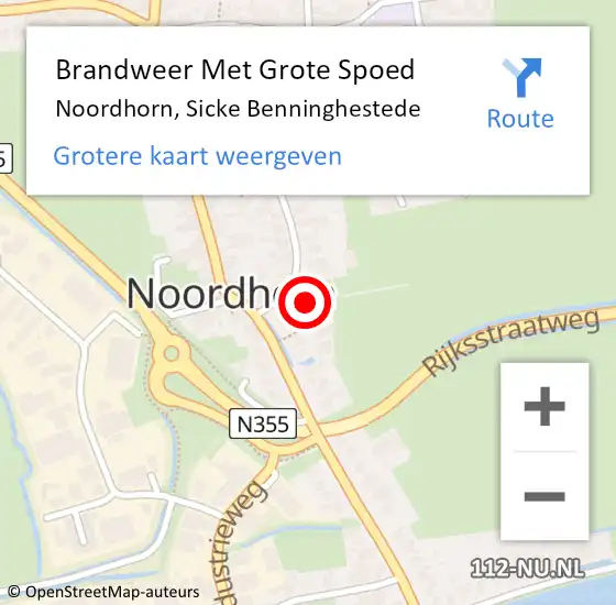 Locatie op kaart van de 112 melding: Brandweer Met Grote Spoed Naar Noordhorn, Sicke Benninghestede op 16 november 2022 14:19