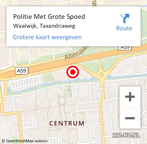 Locatie op kaart van de 112 melding: Politie Met Grote Spoed Naar Waalwijk, Taxandriaweg op 16 november 2022 14:34