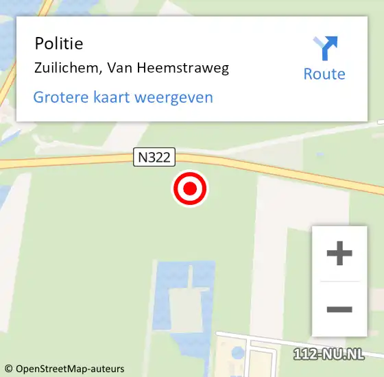 Locatie op kaart van de 112 melding: Politie Zuilichem, Van Heemstraweg op 16 november 2022 14:39