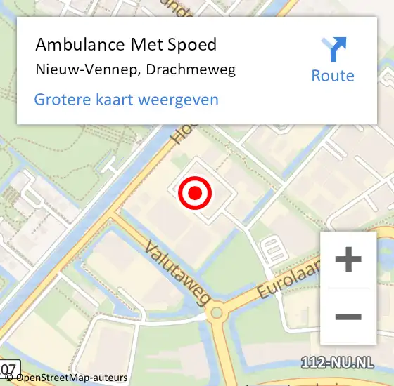 Locatie op kaart van de 112 melding: Ambulance Met Spoed Naar Nieuw-Vennep, Drachmeweg op 16 november 2022 14:41