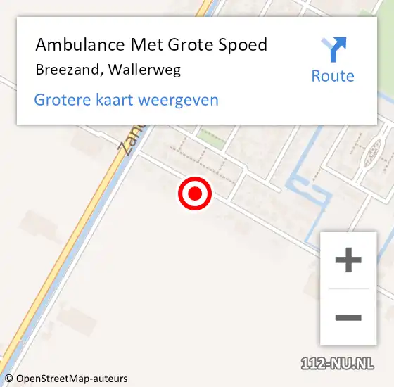 Locatie op kaart van de 112 melding: Ambulance Met Grote Spoed Naar Breezand, Wallerweg op 16 november 2022 14:45