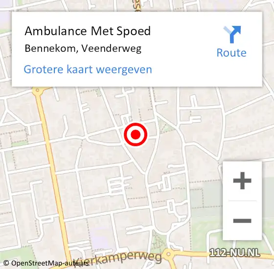 Locatie op kaart van de 112 melding: Ambulance Met Spoed Naar Bennekom, Veenderweg op 16 november 2022 14:46