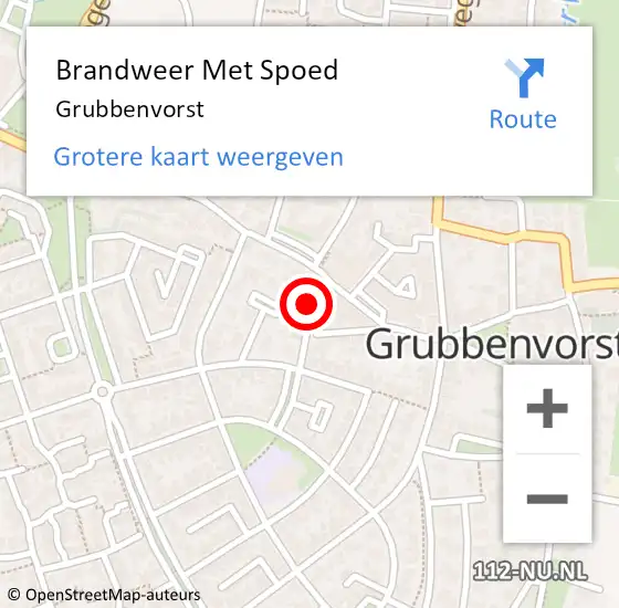 Locatie op kaart van de 112 melding: Brandweer Met Spoed Naar Grubbenvorst op 16 november 2022 14:58