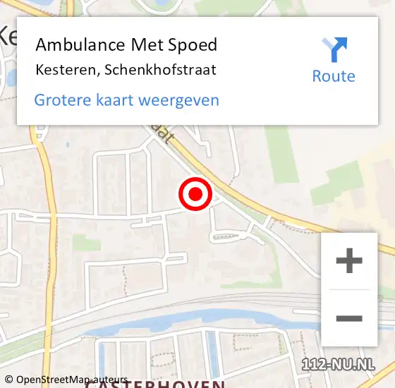 Locatie op kaart van de 112 melding: Ambulance Met Spoed Naar Kesteren, Schenkhofstraat op 16 november 2022 15:00