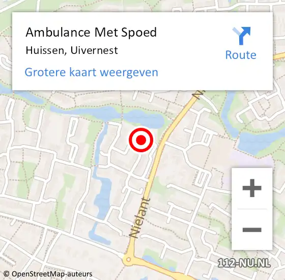 Locatie op kaart van de 112 melding: Ambulance Met Spoed Naar Huissen, Uivernest op 16 november 2022 15:04