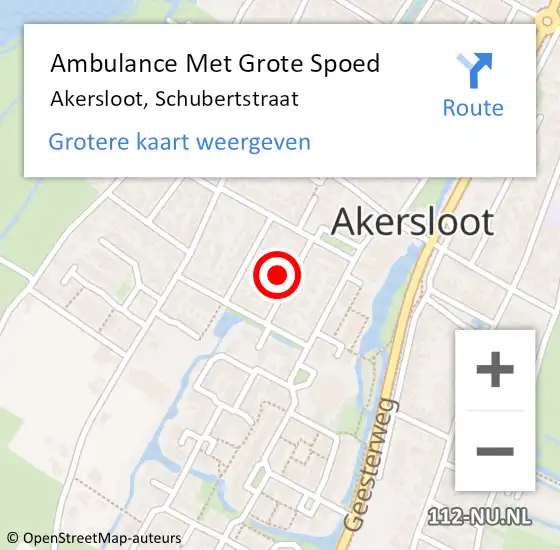 Locatie op kaart van de 112 melding: Ambulance Met Grote Spoed Naar Akersloot, Schubertstraat op 16 november 2022 15:05