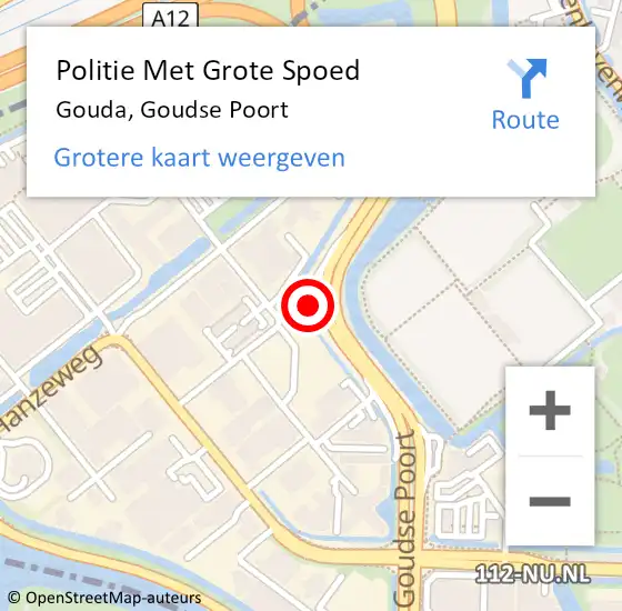 Locatie op kaart van de 112 melding: Politie Met Grote Spoed Naar Gouda, Goudse Poort op 16 november 2022 15:09