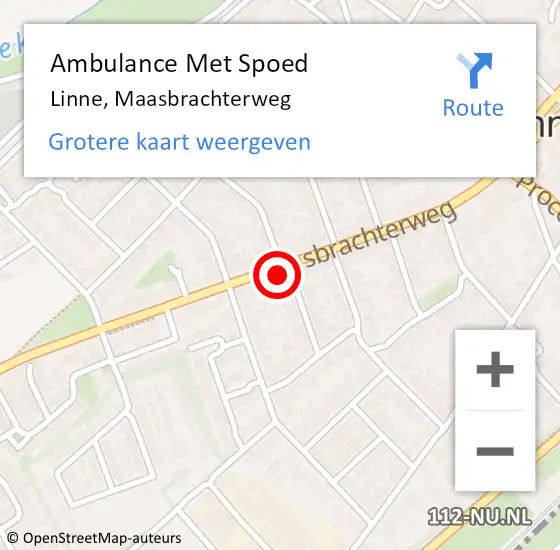 Locatie op kaart van de 112 melding: Ambulance Met Spoed Naar Linne, Maasbrachterweg op 16 november 2022 15:09