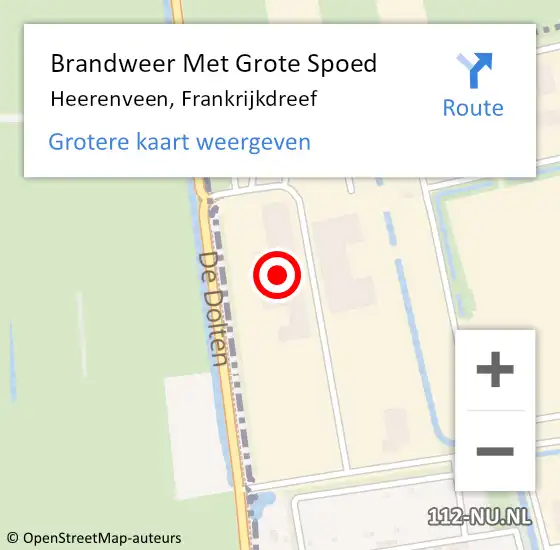 Locatie op kaart van de 112 melding: Brandweer Met Grote Spoed Naar Heerenveen, Frankrijkdreef op 16 november 2022 15:10