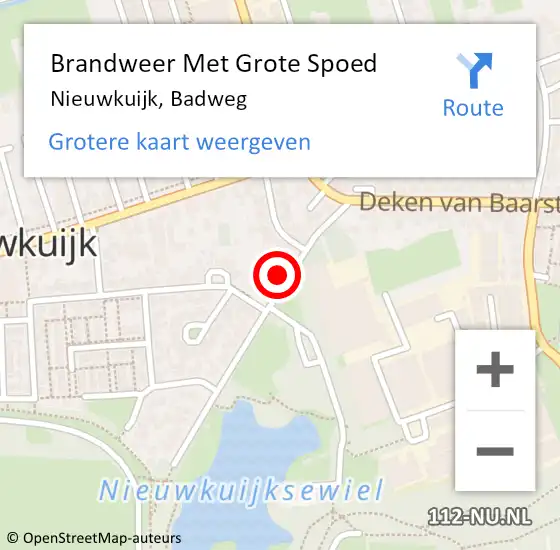 Locatie op kaart van de 112 melding: Brandweer Met Grote Spoed Naar Nieuwkuijk, Badweg op 16 november 2022 15:28