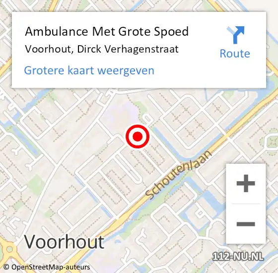 Locatie op kaart van de 112 melding: Ambulance Met Grote Spoed Naar Voorhout, Dirck Verhagenstraat op 16 november 2022 16:21