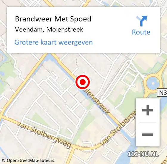 Locatie op kaart van de 112 melding: Brandweer Met Spoed Naar Veendam, Molenstreek op 16 november 2022 16:42
