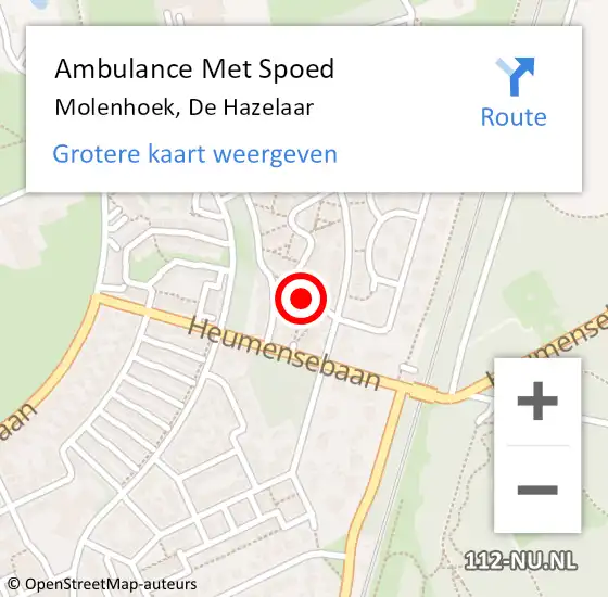 Locatie op kaart van de 112 melding: Ambulance Met Spoed Naar Molenhoek, De Hazelaar op 16 november 2022 16:48