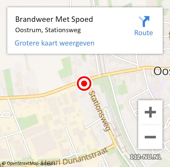 Locatie op kaart van de 112 melding: Brandweer Met Spoed Naar Oostrum, Stationsweg op 16 november 2022 17:00