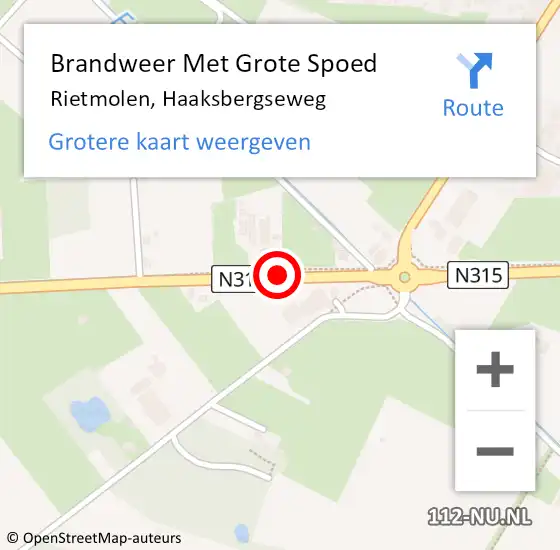 Locatie op kaart van de 112 melding: Brandweer Met Grote Spoed Naar Rietmolen, Haaksbergseweg op 5 augustus 2014 09:23