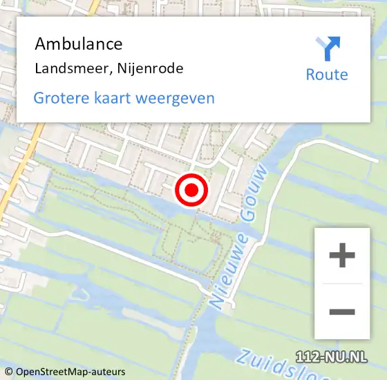 Locatie op kaart van de 112 melding: Ambulance Landsmeer, Nijenrode op 16 november 2022 17:20