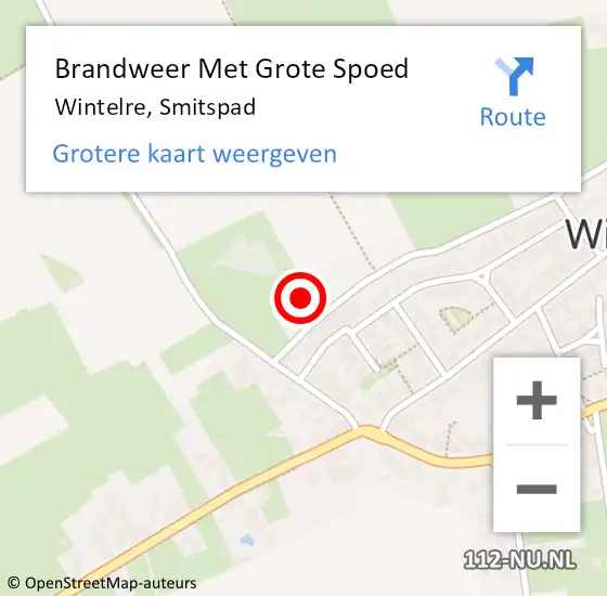 Locatie op kaart van de 112 melding: Brandweer Met Grote Spoed Naar Wintelre, Smitspad op 16 november 2022 17:41