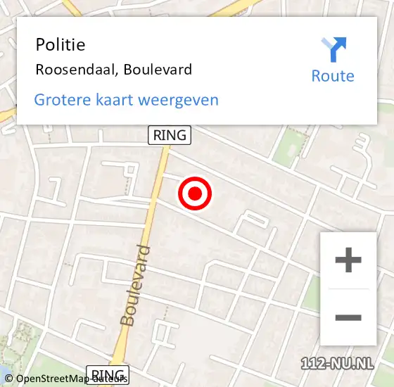 Locatie op kaart van de 112 melding: Politie Roosendaal, Boulevard op 16 november 2022 17:45