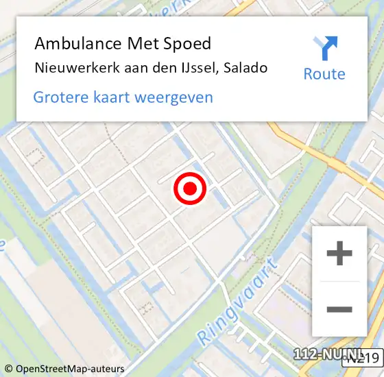 Locatie op kaart van de 112 melding: Ambulance Met Spoed Naar Nieuwerkerk aan den IJssel, Salado op 16 november 2022 18:26