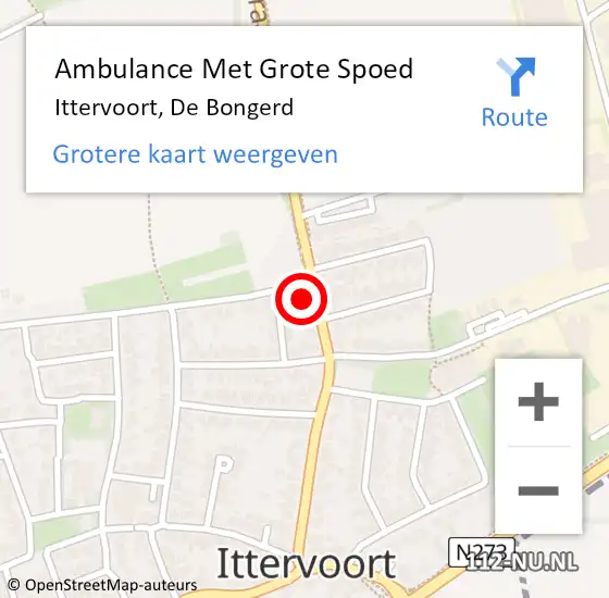 Locatie op kaart van de 112 melding: Ambulance Met Grote Spoed Naar Ittervoort, De Bongerd op 16 november 2022 18:29