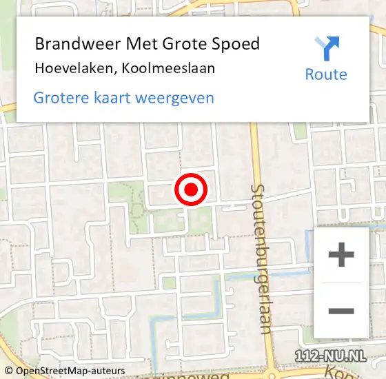 Locatie op kaart van de 112 melding: Brandweer Met Grote Spoed Naar Hoevelaken, Koolmeeslaan op 16 november 2022 18:38