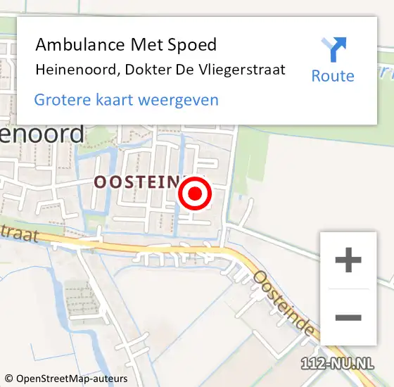 Locatie op kaart van de 112 melding: Ambulance Met Spoed Naar Heinenoord, Dokter De Vliegerstraat op 16 november 2022 18:54