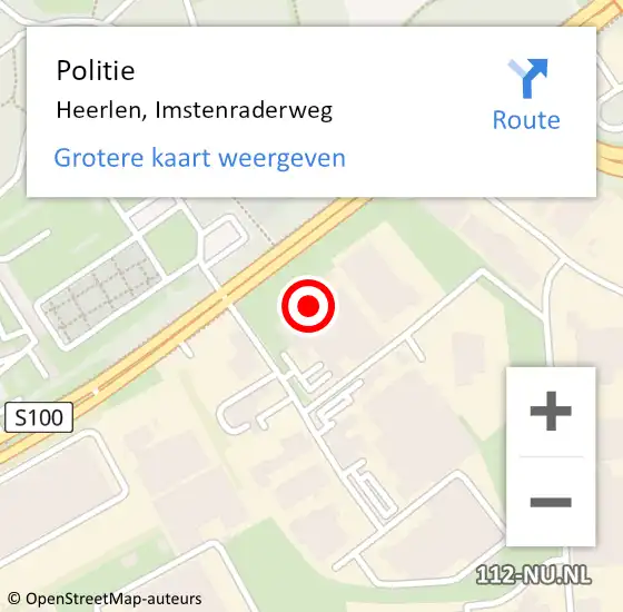 Locatie op kaart van de 112 melding: Politie Heerlen, Imstenraderweg op 16 november 2022 18:56