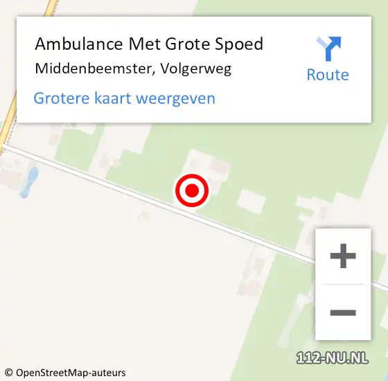 Locatie op kaart van de 112 melding: Ambulance Met Grote Spoed Naar Middenbeemster, Volgerweg op 16 november 2022 19:32