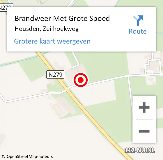 Locatie op kaart van de 112 melding: Brandweer Met Grote Spoed Naar Heusden, Zeilhoekweg op 16 november 2022 19:34