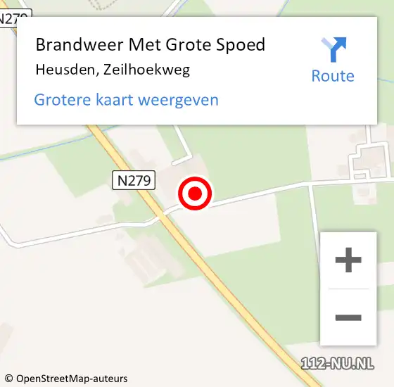 Locatie op kaart van de 112 melding: Brandweer Met Grote Spoed Naar Heusden, Zeilhoekweg op 16 november 2022 19:37