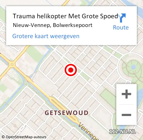 Locatie op kaart van de 112 melding: Trauma helikopter Met Grote Spoed Naar Nieuw-Vennep, Bolwerksepoort op 16 november 2022 19:54