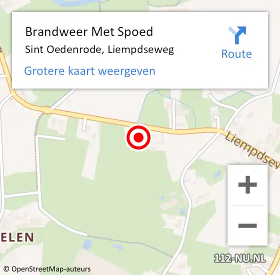 Locatie op kaart van de 112 melding: Brandweer Met Spoed Naar Sint Oedenrode, Liempdseweg op 16 november 2022 20:36