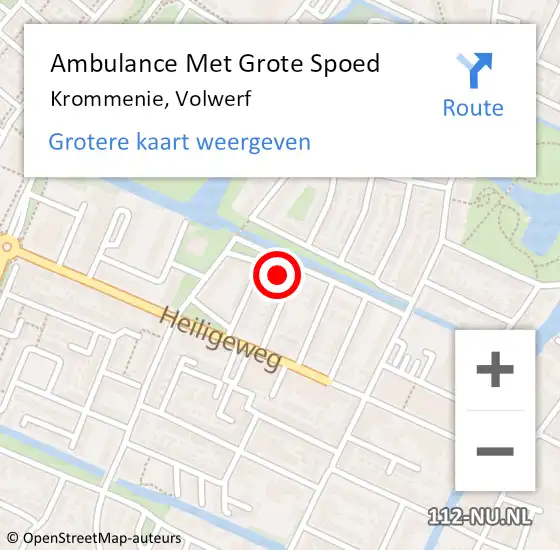 Locatie op kaart van de 112 melding: Ambulance Met Grote Spoed Naar Krommenie, Volwerf op 16 november 2022 20:38