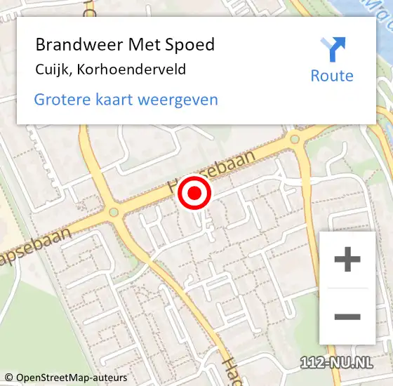 Locatie op kaart van de 112 melding: Brandweer Met Spoed Naar Cuijk, Korhoenderveld op 16 november 2022 20:42