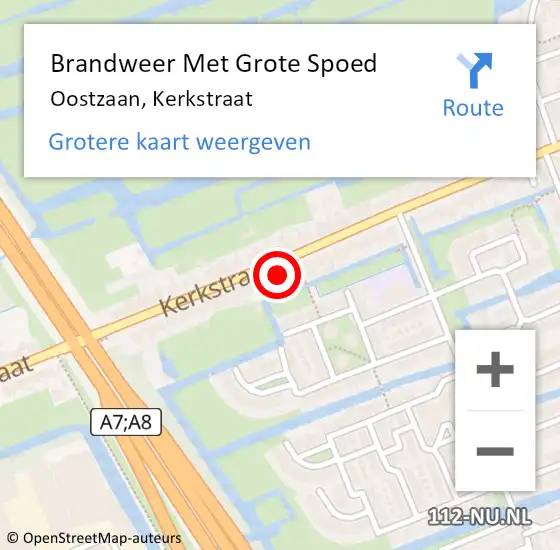 Locatie op kaart van de 112 melding: Brandweer Met Grote Spoed Naar Oostzaan, Kerkstraat op 16 november 2022 21:41