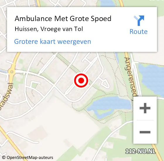 Locatie op kaart van de 112 melding: Ambulance Met Grote Spoed Naar Huissen, Vroege van Tol op 16 november 2022 21:52