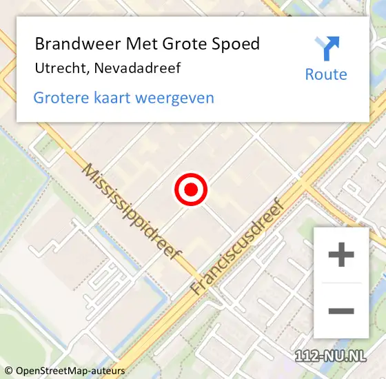 Locatie op kaart van de 112 melding: Brandweer Met Grote Spoed Naar Utrecht, Nevadadreef op 16 november 2022 21:52