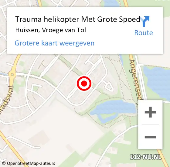 Locatie op kaart van de 112 melding: Trauma helikopter Met Grote Spoed Naar Huissen, Vroege van Tol op 16 november 2022 21:52