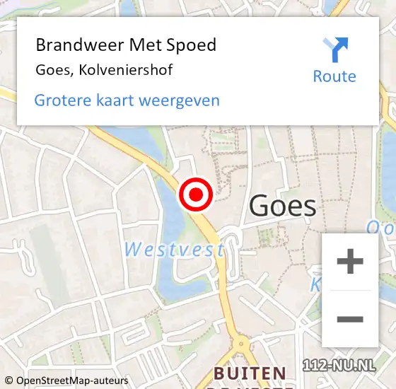 Locatie op kaart van de 112 melding: Brandweer Met Spoed Naar Goes, Kolveniershof op 16 november 2022 22:25