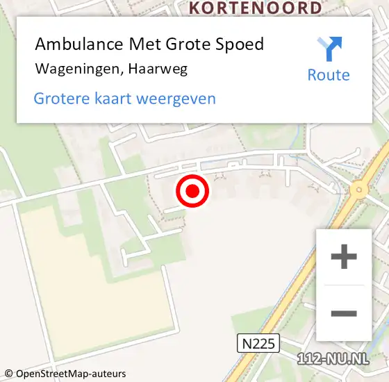Locatie op kaart van de 112 melding: Ambulance Met Grote Spoed Naar Wageningen, Haarweg op 16 november 2022 22:49