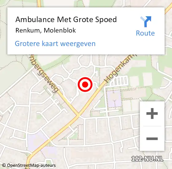 Locatie op kaart van de 112 melding: Ambulance Met Grote Spoed Naar Renkum, Molenblok op 16 november 2022 23:03