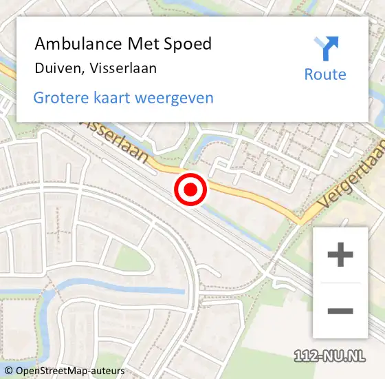 Locatie op kaart van de 112 melding: Ambulance Met Spoed Naar Duiven, Visserlaan op 16 november 2022 23:11