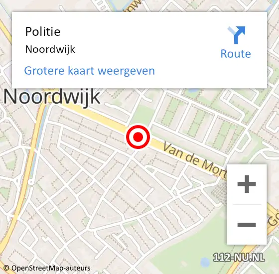 Locatie op kaart van de 112 melding: Politie Noordwijk op 16 november 2022 23:44